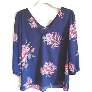ANTHROPOLOGIE SKIES ARE BLUE Floral Blouse Size M
